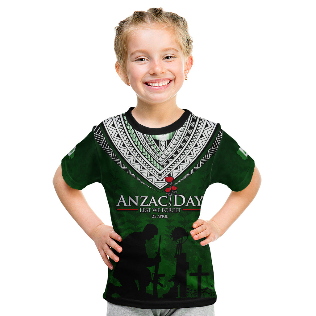 Norfolk Island ANZAC Day Kid T Shirt Soldier Lest We Forget Camouflage LT03 Green - Polynesian Pride