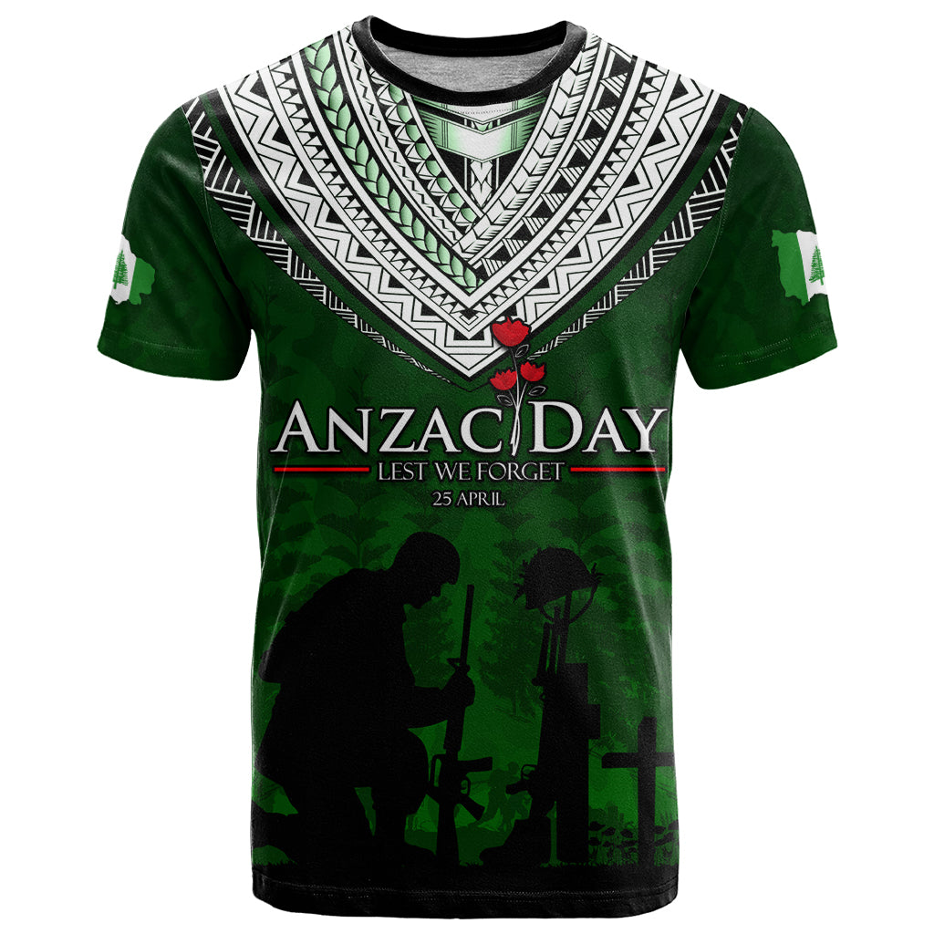 Norfolk Island ANZAC Day T Shirt Soldier Lest We Forget Camouflage LT03 Green - Polynesian Pride