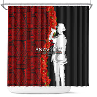 Tonga ANZAC Day Shower Curtain Red Poppies Flower Soldier Lest We Forget LT03 Red - Polynesian Pride