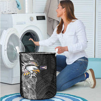 American Samoa Flag Day Laundry Basket Tribal Tattoo with Eagle Black LT03 - Polynesian Pride