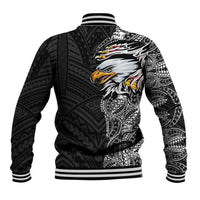 American Samoa Flag Day Baseball Jacket Tribal Tattoo with Eagle Black LT03 - Polynesian Pride