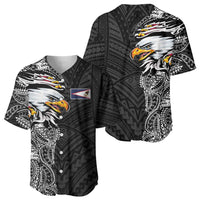 American Samoa Flag Day Baseball Jersey Tribal Tattoo with Eagle Black LT03 - Polynesian Pride