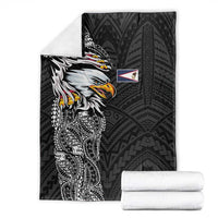 American Samoa Flag Day Blanket Tribal Tattoo with Eagle Black LT03 - Polynesian Pride