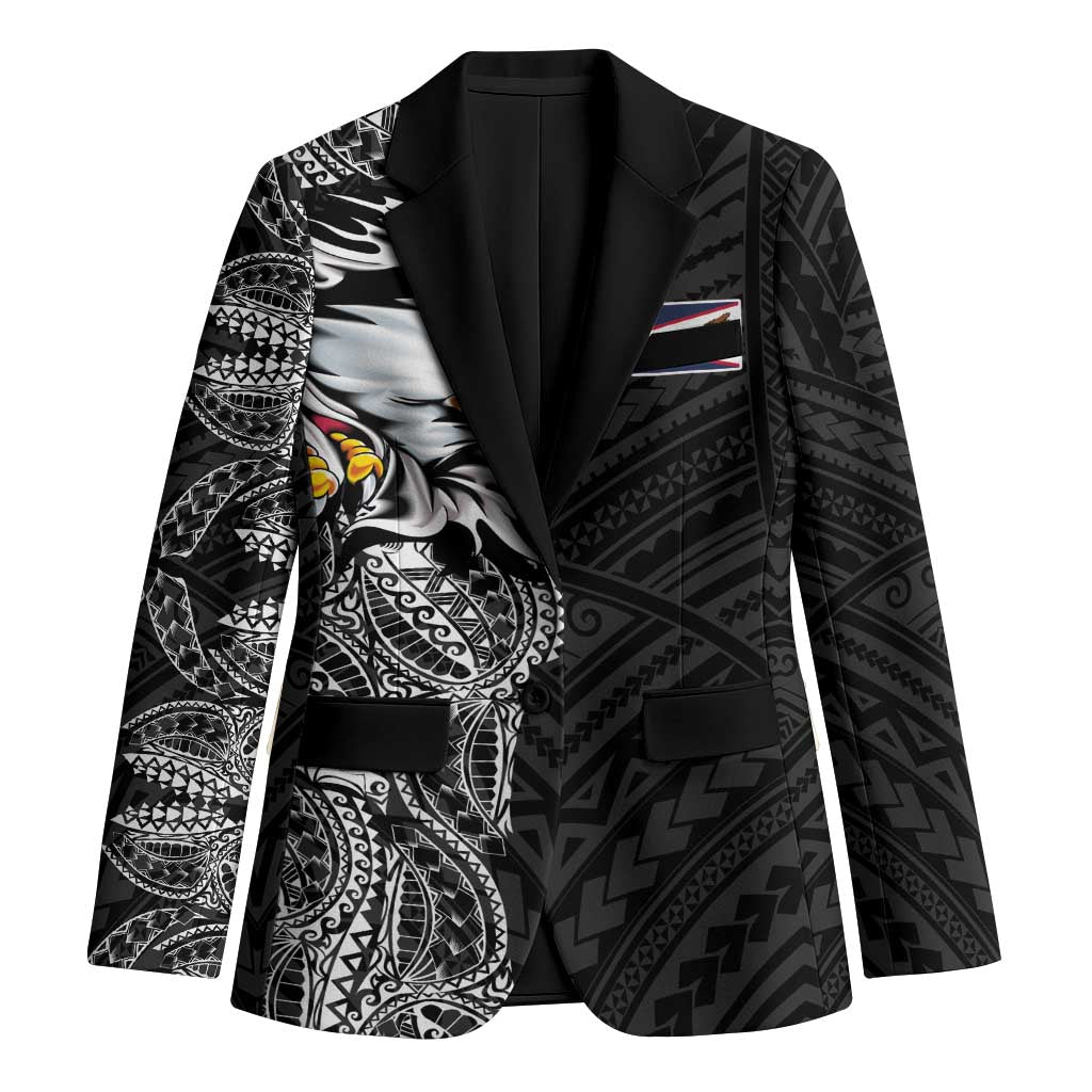 American Samoa Flag Day Blazer Tribal Tattoo with Eagle Black LT03 Unisex Black - Polynesian Pride