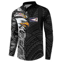American Samoa Flag Day Button Sweatshirt Tribal Tattoo with Eagle Black LT03 - Polynesian Pride