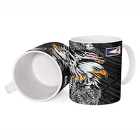 American Samoa Flag Day Ceramic Mug Tribal Tattoo with Eagle Black LT03 - Polynesian Pride
