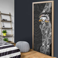 American Samoa Flag Day Door Cover Tribal Tattoo with Eagle Black LT03 - Polynesian Pride