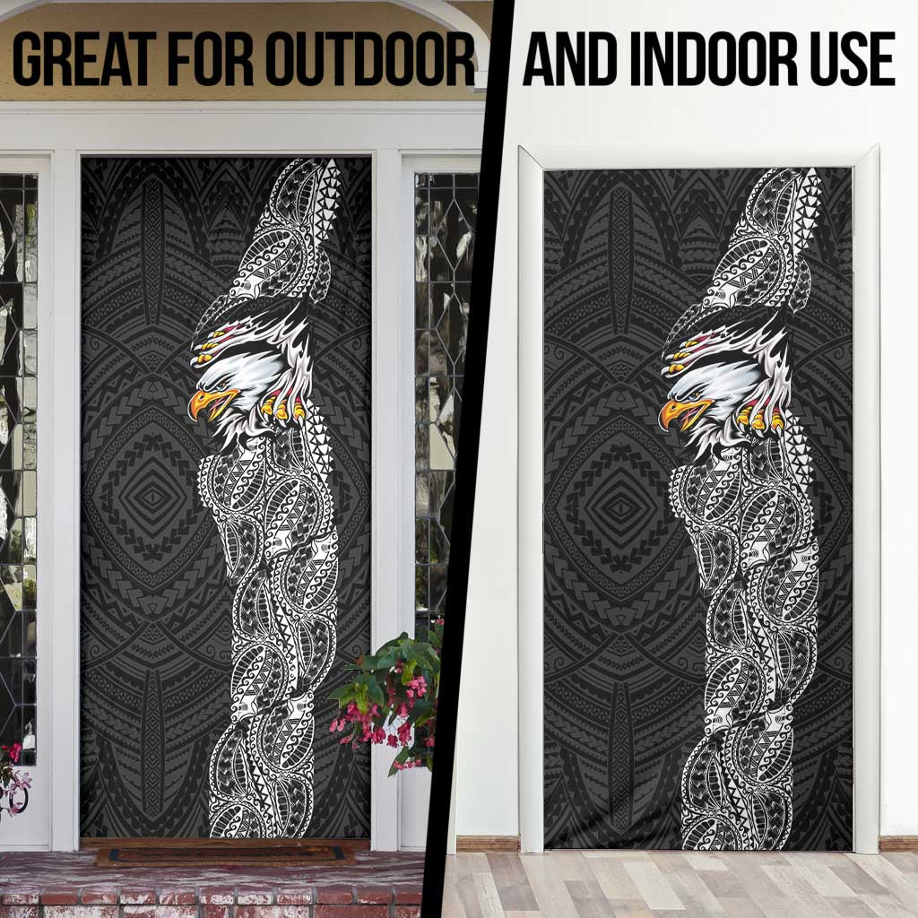 American Samoa Flag Day Door Cover Tribal Tattoo with Eagle Black LT03 - Polynesian Pride