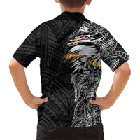 American Samoa Flag Day Hawaiian Shirt Tribal Tattoo with Eagle Black LT03 - Polynesian Pride