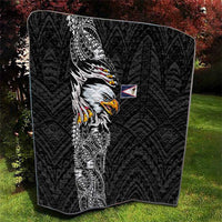 American Samoa Flag Day Quilt Tribal Tattoo with Eagle Black LT03 - Polynesian Pride