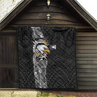 American Samoa Flag Day Quilt Tribal Tattoo with Eagle Black LT03 - Polynesian Pride