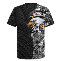 American Samoa Flag Day Rugby Jersey Tribal Tattoo with Eagle Black LT03 - Polynesian Pride