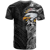 American Samoa Flag Day T Shirt Tribal Tattoo with Eagle Black LT03 - Polynesian Pride