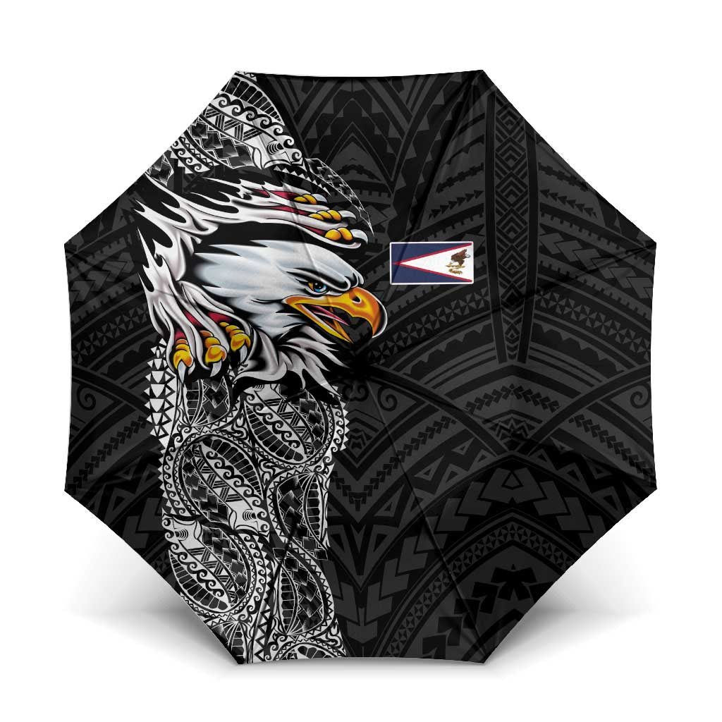 American Samoa Flag Day Umbrella Tribal Tattoo with Eagle Black LT03 One Size Folded 11.42 inch Opened Diameter 37.4 inch Black - Polynesian Pride