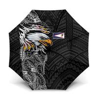 American Samoa Flag Day Umbrella Tribal Tattoo with Eagle Black LT03 One Size Folded 11.42 inch Opened Diameter 37.4 inch Black - Polynesian Pride