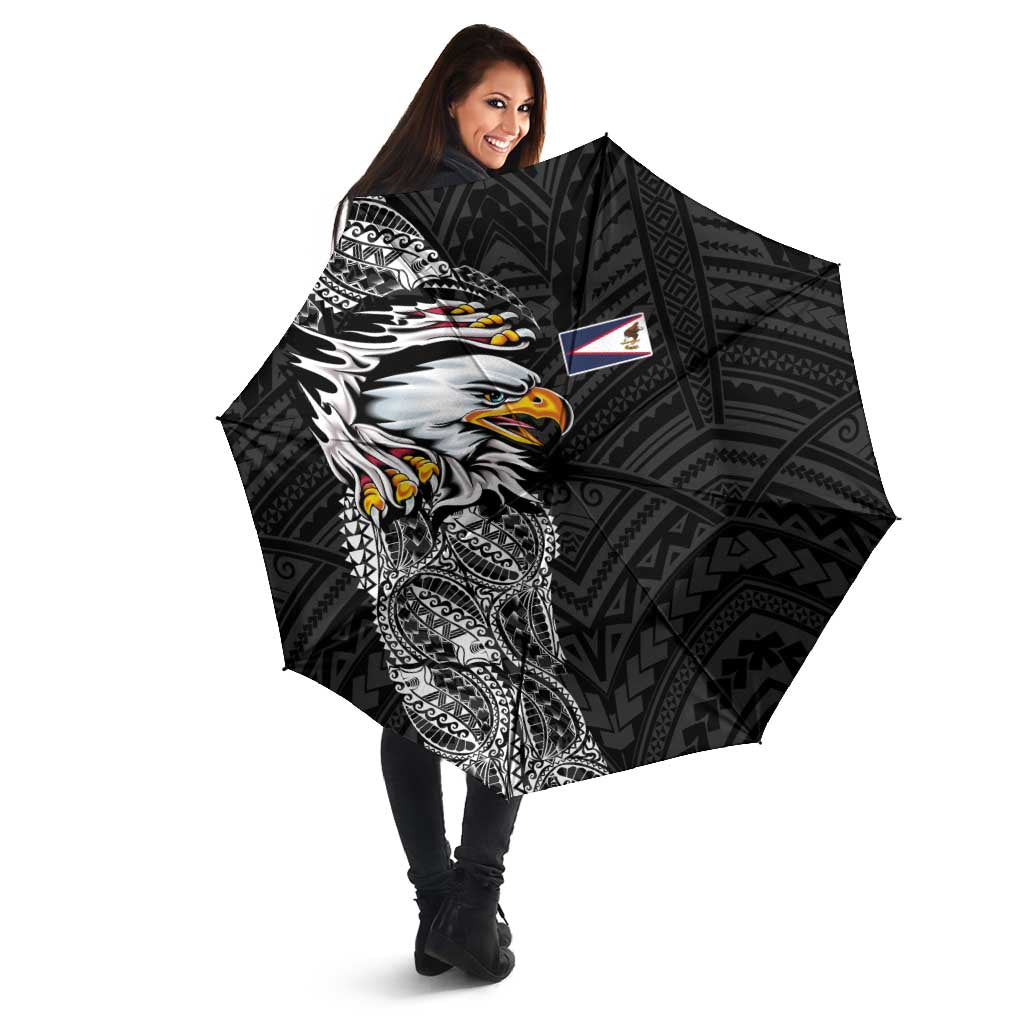American Samoa Flag Day Umbrella Tribal Tattoo with Eagle Black LT03 - Polynesian Pride