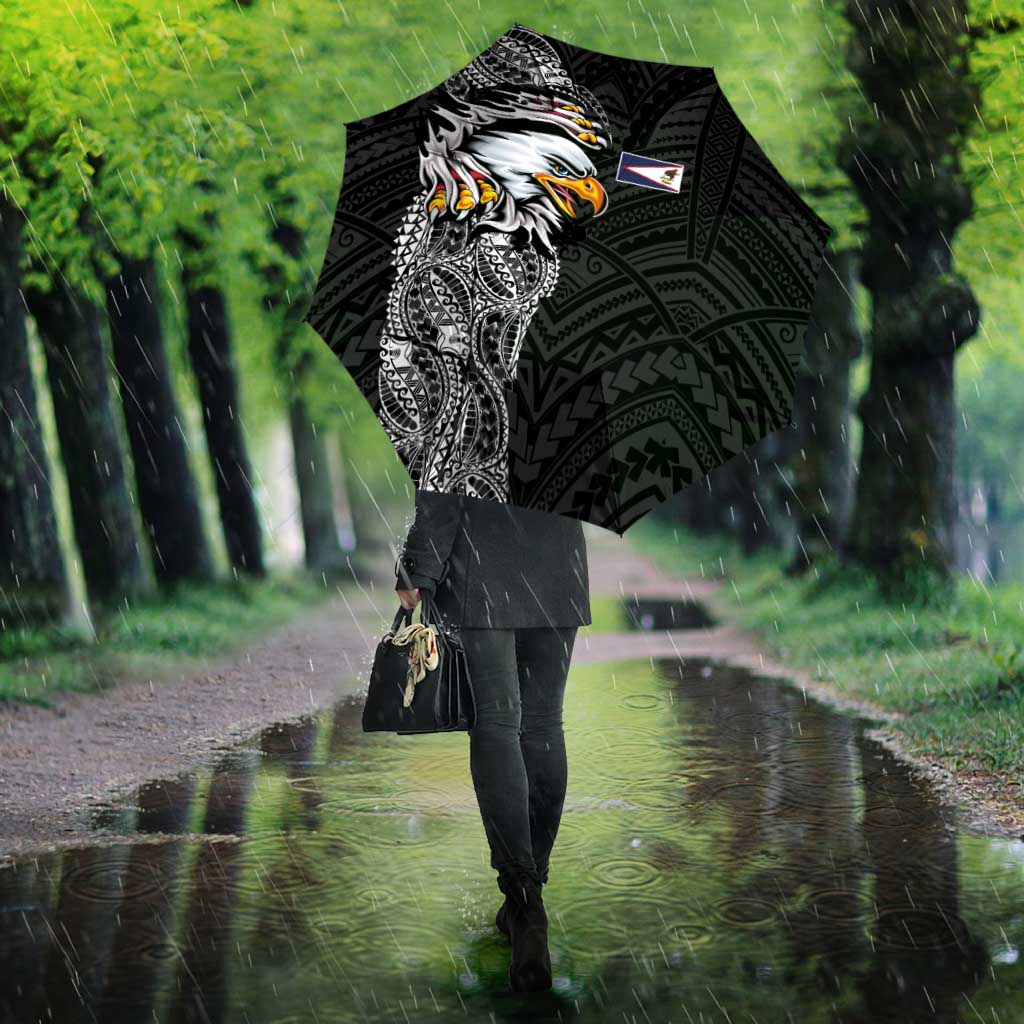 American Samoa Flag Day Umbrella Tribal Tattoo with Eagle Black LT03 - Polynesian Pride