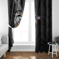 American Samoa Flag Day Window Curtain Tribal Tattoo with Eagle Black LT03 - Polynesian Pride