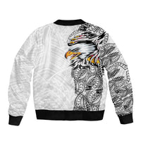 American Samoa Flag Day Bomber Jacket Tribal Tattoo with Eagle White LT03 - Polynesian Pride