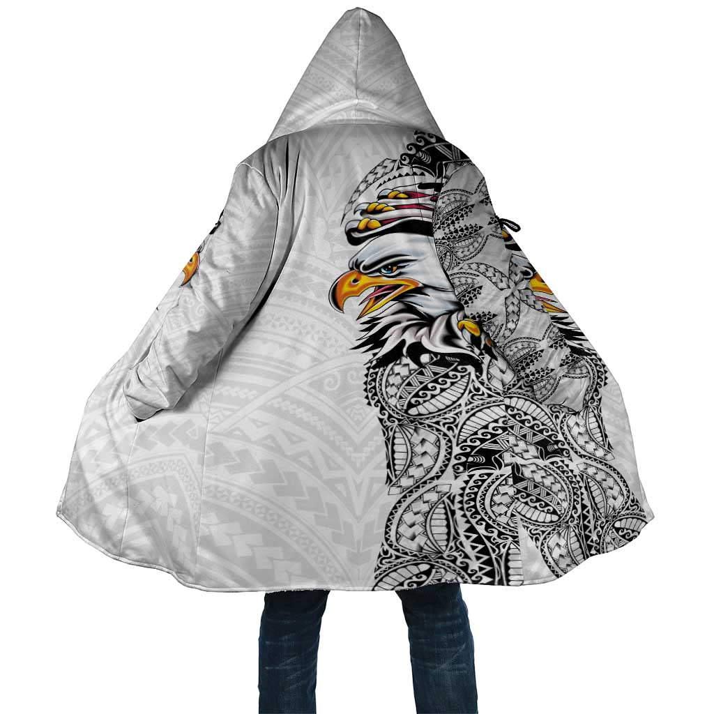 American Samoa Flag Day Cloak Tribal Tattoo with Eagle White LT03 Unisex White - Polynesian Pride