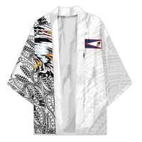 American Samoa Flag Day Kimono Tribal Tattoo with Eagle White LT03 Unisex White - Polynesian Pride