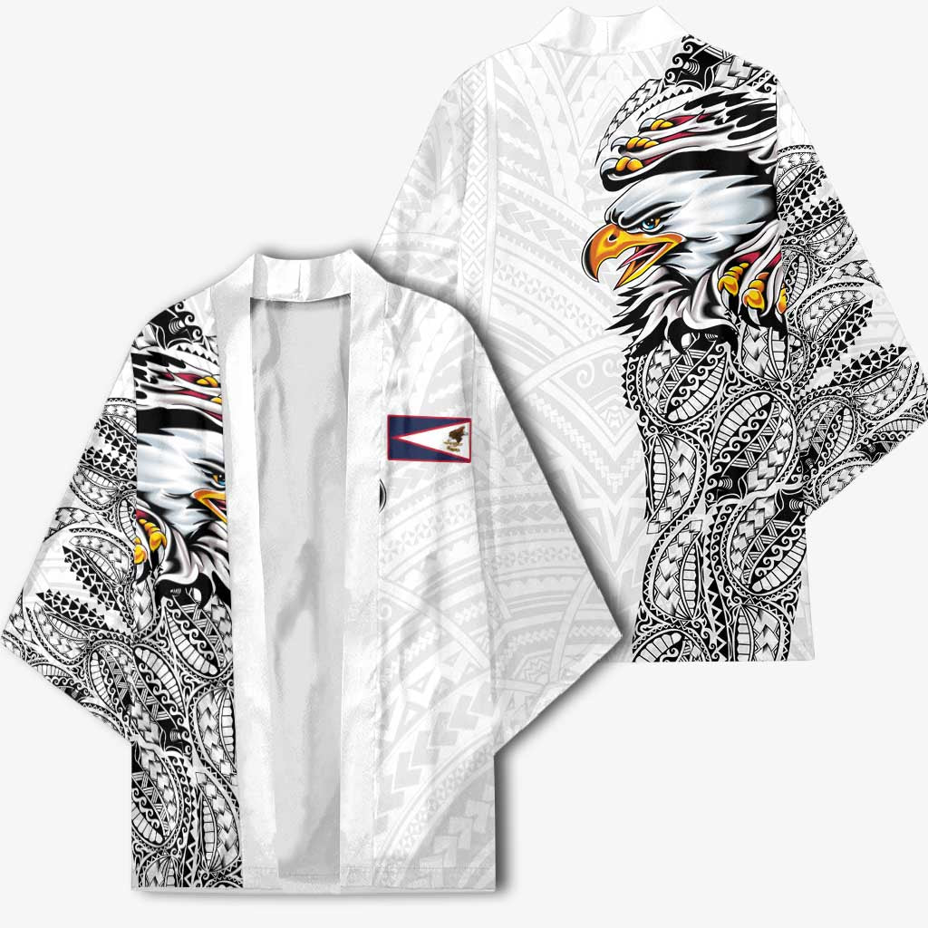 American Samoa Flag Day Kimono Tribal Tattoo with Eagle White LT03 - Polynesian Pride