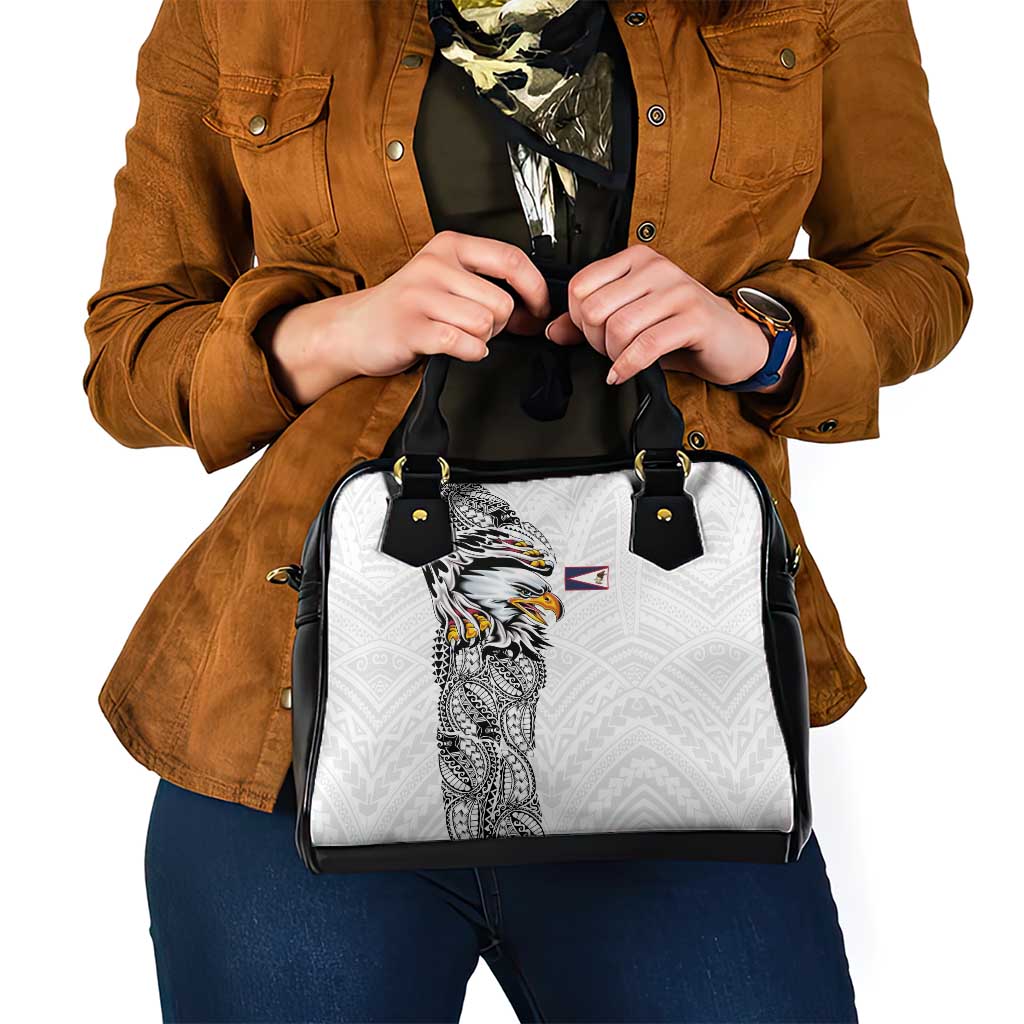 American Samoa Flag Day Shoulder Handbag Tribal Tattoo with Eagle White LT03 - Polynesian Pride