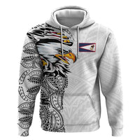 American Samoa Flag Day Zip Hoodie Tribal Tattoo with Eagle White LT03 Pullover Hoodie White - Polynesian Pride