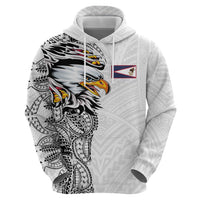 American Samoa Flag Day Zip Hoodie Tribal Tattoo with Eagle White LT03 - Polynesian Pride