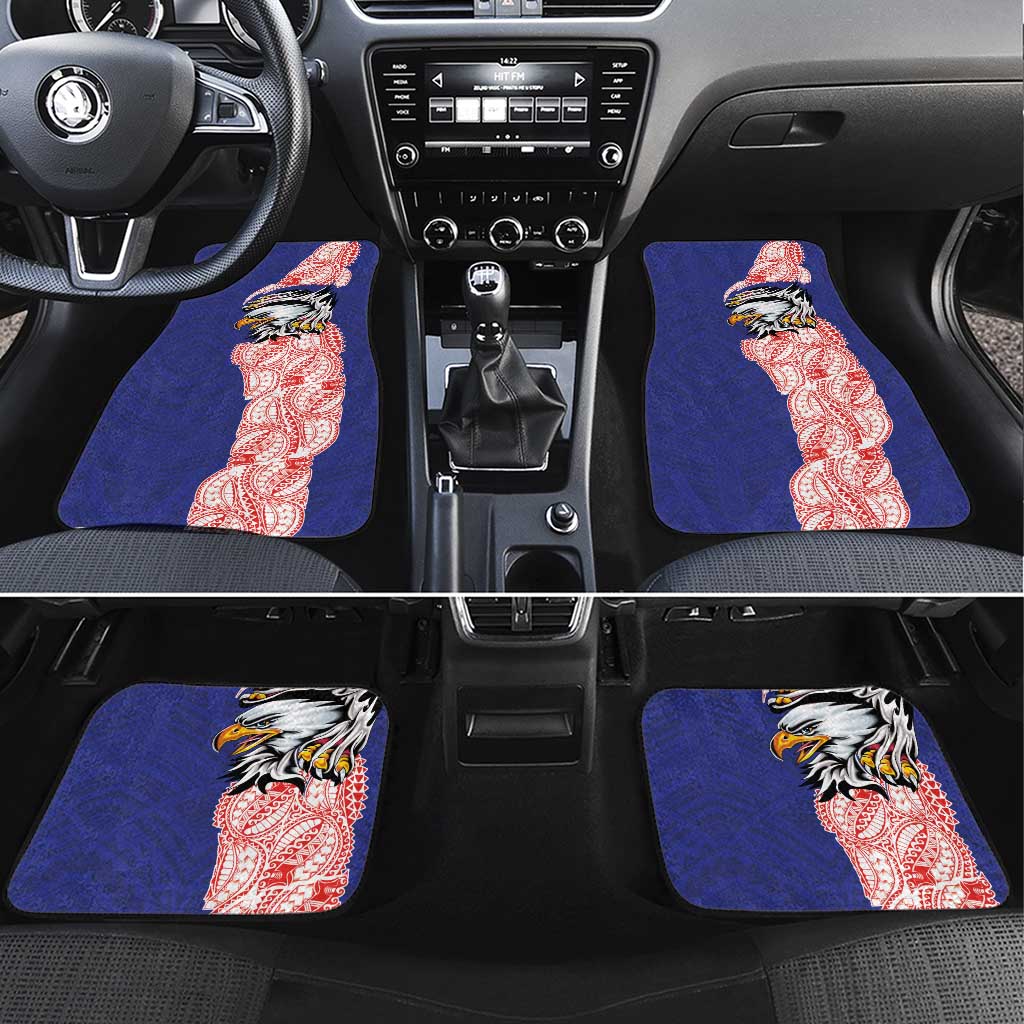 American Samoa Flag Day Car Mats Tribal Tattoo with Eagle Blue-Red LT03 Set 4pcs Blue - Polynesian Pride