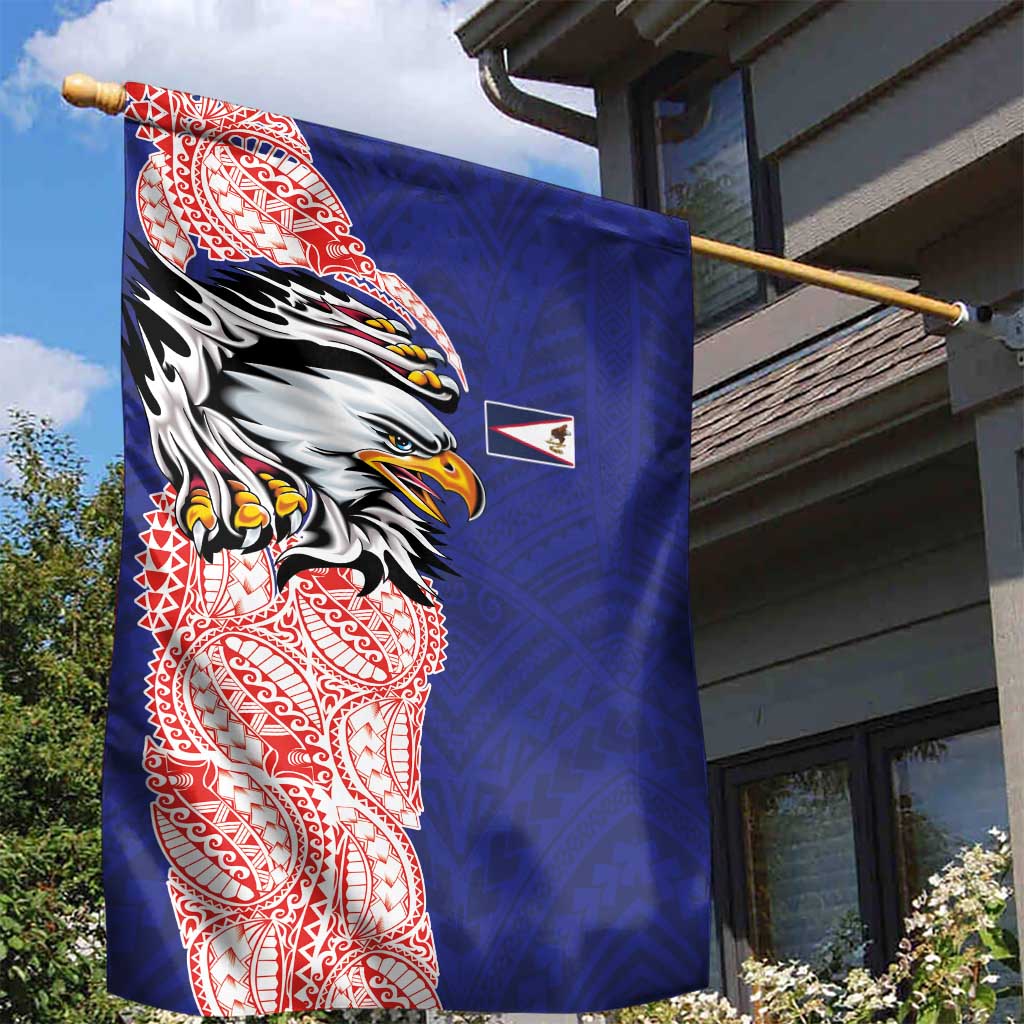 American Samoa Flag Day Garden Flag Tribal Tattoo with Eagle Blue-Red LT03 - Polynesian Pride