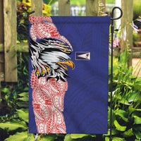 American Samoa Flag Day Garden Flag Tribal Tattoo with Eagle Blue-Red LT03 Garden Flag Blue - Polynesian Pride