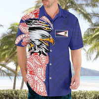 American Samoa Flag Day Hawaiian Shirt Tribal Tattoo with Eagle Blue-Red LT03 - Polynesian Pride