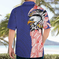 American Samoa Flag Day Hawaiian Shirt Tribal Tattoo with Eagle Blue-Red LT03 - Polynesian Pride