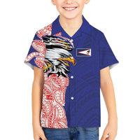 American Samoa Flag Day Hawaiian Shirt Tribal Tattoo with Eagle Blue-Red LT03 - Polynesian Pride