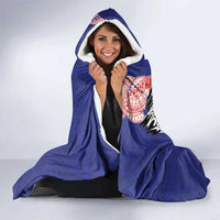 American Samoa Flag Day Hooded Blanket Tribal Tattoo with Eagle Blue-Red LT03 - Polynesian Pride