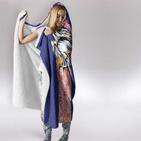 American Samoa Flag Day Hooded Blanket Tribal Tattoo with Eagle Blue-Red LT03 - Polynesian Pride