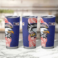 American Samoa Flag Day Tumbler Cup Tribal Tattoo with Eagle Blue-Red LT03 - Polynesian Pride