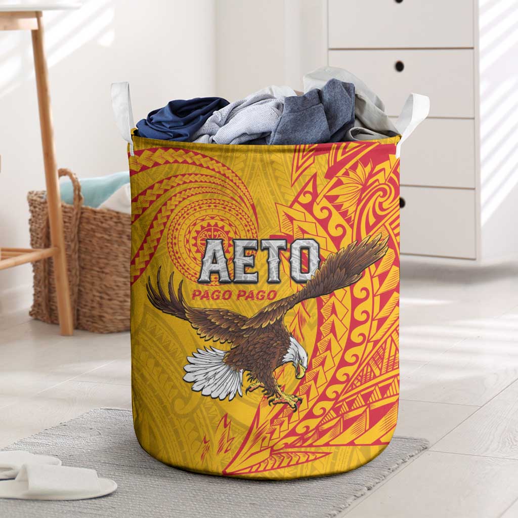 American Samoa Flag Day Laundry Basket Fautasi Race Pago Pago-Aeto Eagle Wings Tribal Style LT03 Multicolor - Polynesian Pride