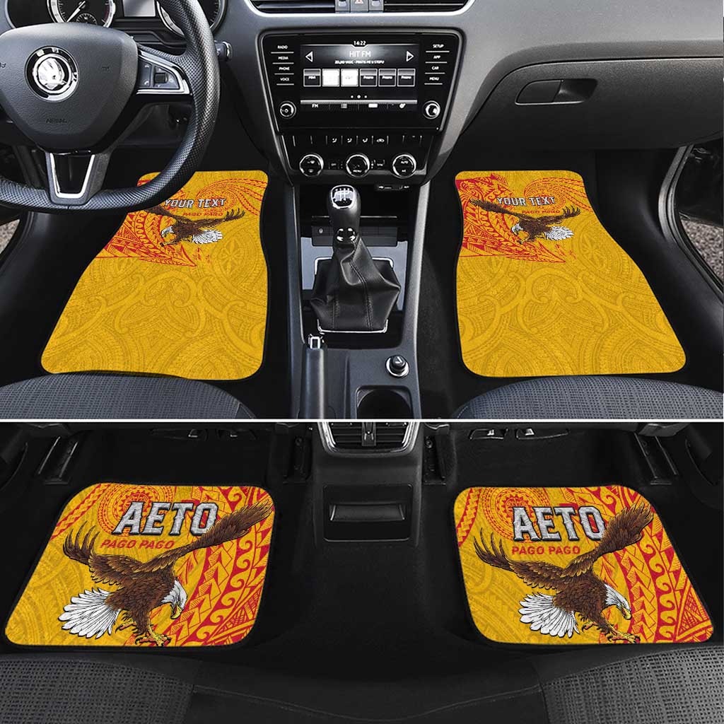 Personalised American Samoa Flag Day Car Mats Fautasi Race Pago Pago-Aeto Eagle Wings Tribal Style LT03 Set 4pcs Multicolor - Polynesian Pride