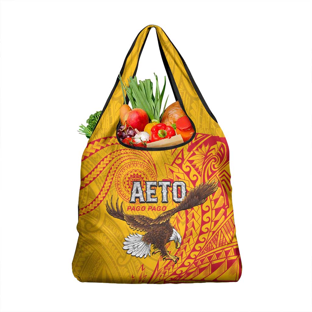American Samoa Flag Day Grocery Bag Fautasi Race Pago Pago-Aeto Eagle Wings Tribal Style LT03 1-pack One Size Multicolor - Polynesian Pride
