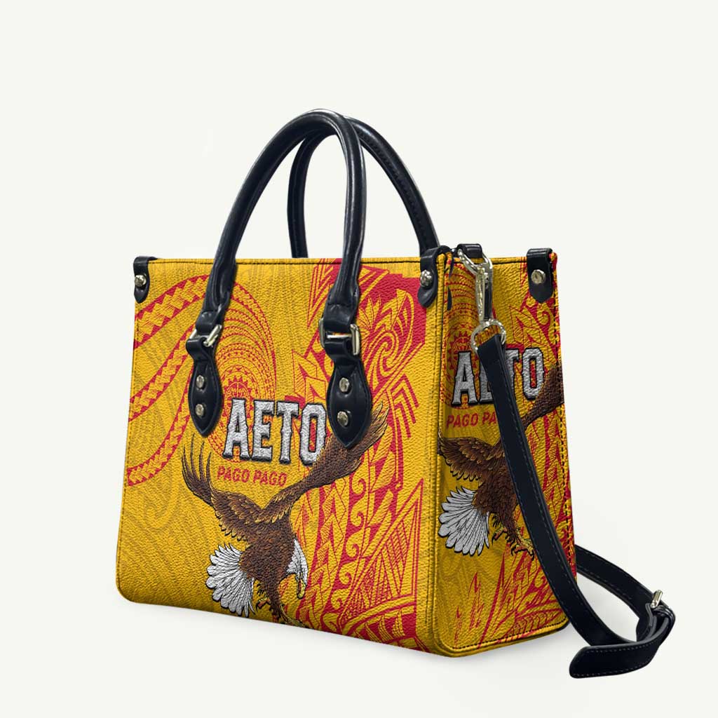 American Samoa Flag Day Leather Bag Fautasi Race Pago Pago-Aeto Eagle Wings Tribal Style LT03 Multicolor - Polynesian Pride