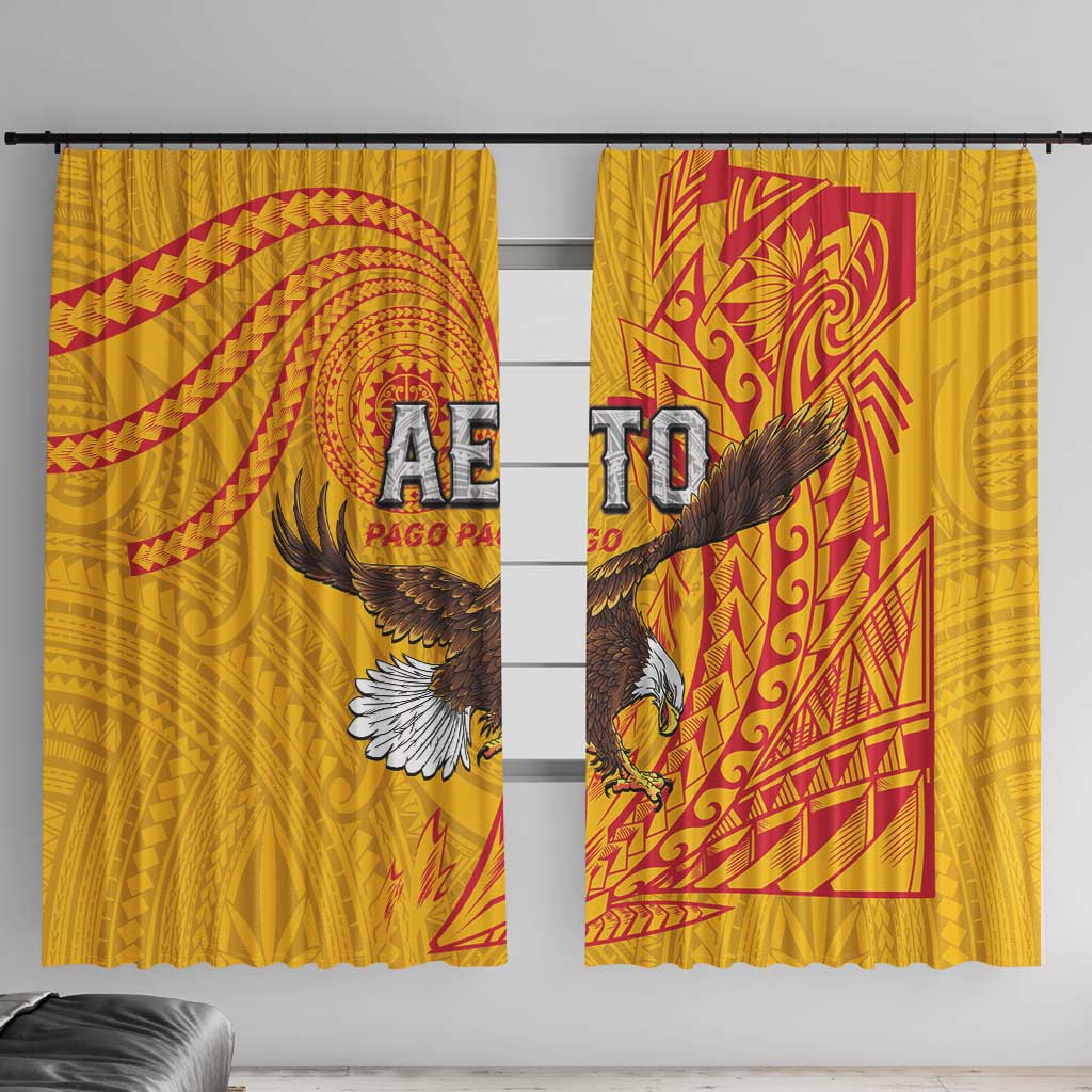 American Samoa Flag Day Window Curtain Fautasi Race Pago Pago-Aeto Eagle Wings Tribal Style LT03 With Hooks Multicolor - Polynesian Pride