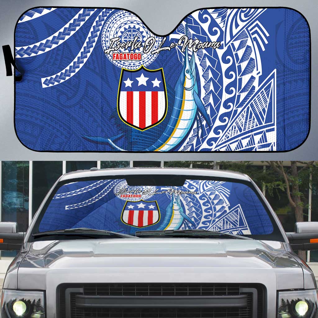 American Samoa Flag Day Auto Sun Shade Fautasi Race Fagatogo-Iseula O Le Moana Sailfish Tribal Style LT03 Multicolor - Polynesian Pride