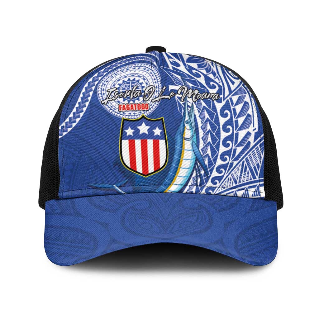 American Samoa Flag Day Baseball Net Cap Fautasi Race Fagatogo-Iseula O Le Moana Sailfish Tribal Style LT03 One Size Black Multicolor - Polynesian Pride