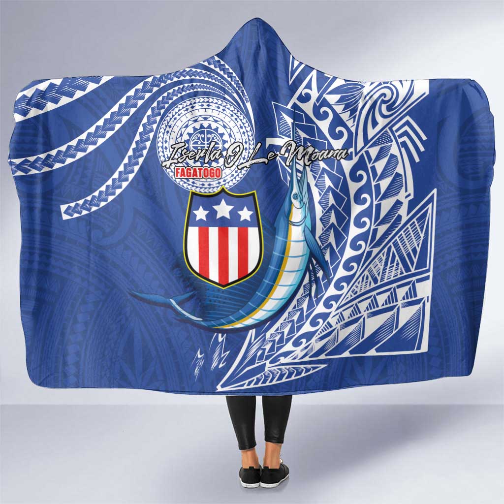 American Samoa Flag Day Hooded Blanket Fautasi Race Fagatogo-Iseula O Le Moana Sailfish Tribal Style LT03 One Size Multicolor - Polynesian Pride