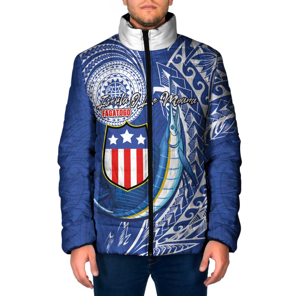 Personalised American Samoa Flag Day Padded Jacket Fautasi Race Fagatogo-Iseula O Le Moana Sailfish Tribal Style LT03 Men Multicolor - Polynesian Pride