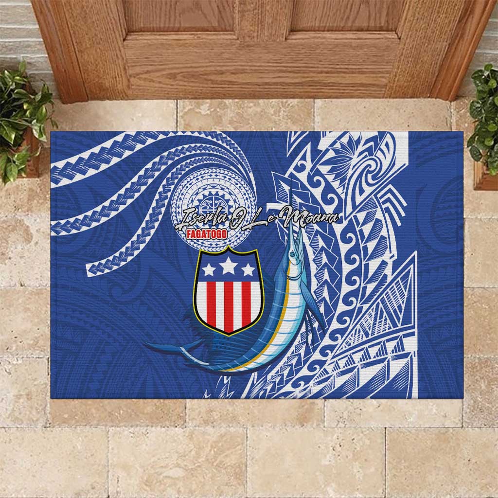 American Samoa Flag Day Rubber Doormat Fautasi Race Fagatogo-Iseula O Le Moana Sailfish Tribal Style LT03 Multicolor - Polynesian Pride