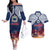 Samoa Indenpendence Day Couples Matching Off The Shoulder Long Sleeve Dress and Hawaiian Shirt Sky Fireworks with Flag Style LT03 Black - Polynesian Pride