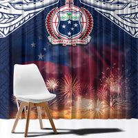 Samoa Indenpendence Day Window Curtain Sky Fireworks with Flag Style LT03 - Polynesian Pride